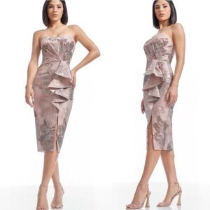 New Dress The PopulationKieron Jacquard Strapless Midi-Dress